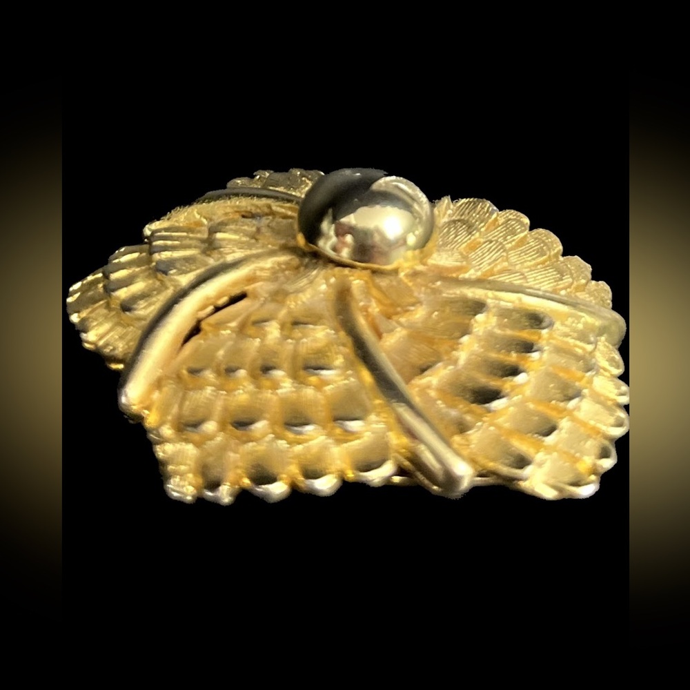 Vintage LIEBA USA GOLD TONE Scarf Dress CLIP FLOWER floral - Picture 6 of 12